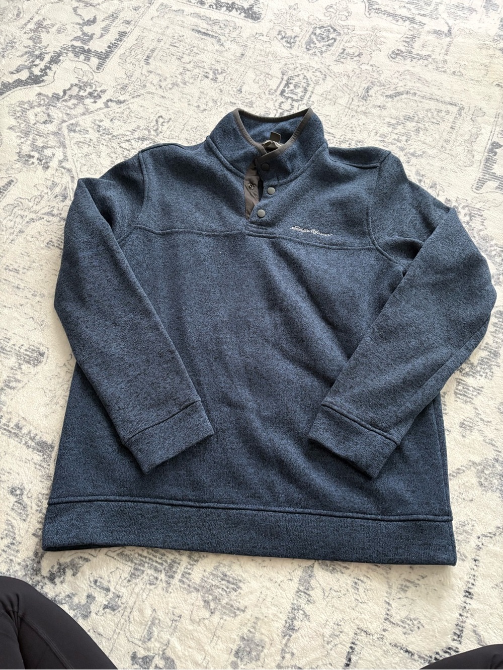 Eddie Bauer Men’s Heathered Navy Quarter-Zip Pullover